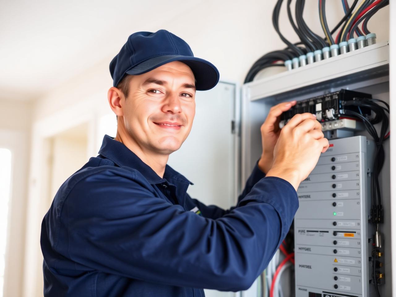 Licensed electrician in Arlington, TX working on a residential breaker panel